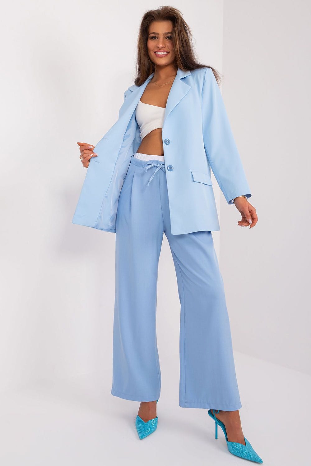 Palazzo Pants Decorative Darts Tie Waist - ShalayeFashion