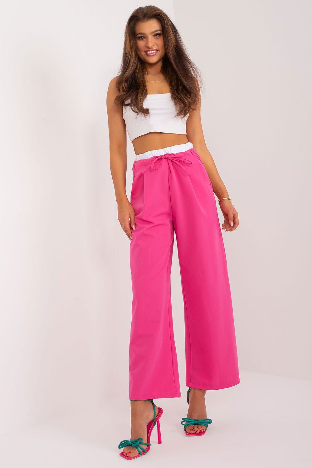 Palazzo Pants Decorative Darts Tie Waist - ShalayeFashion