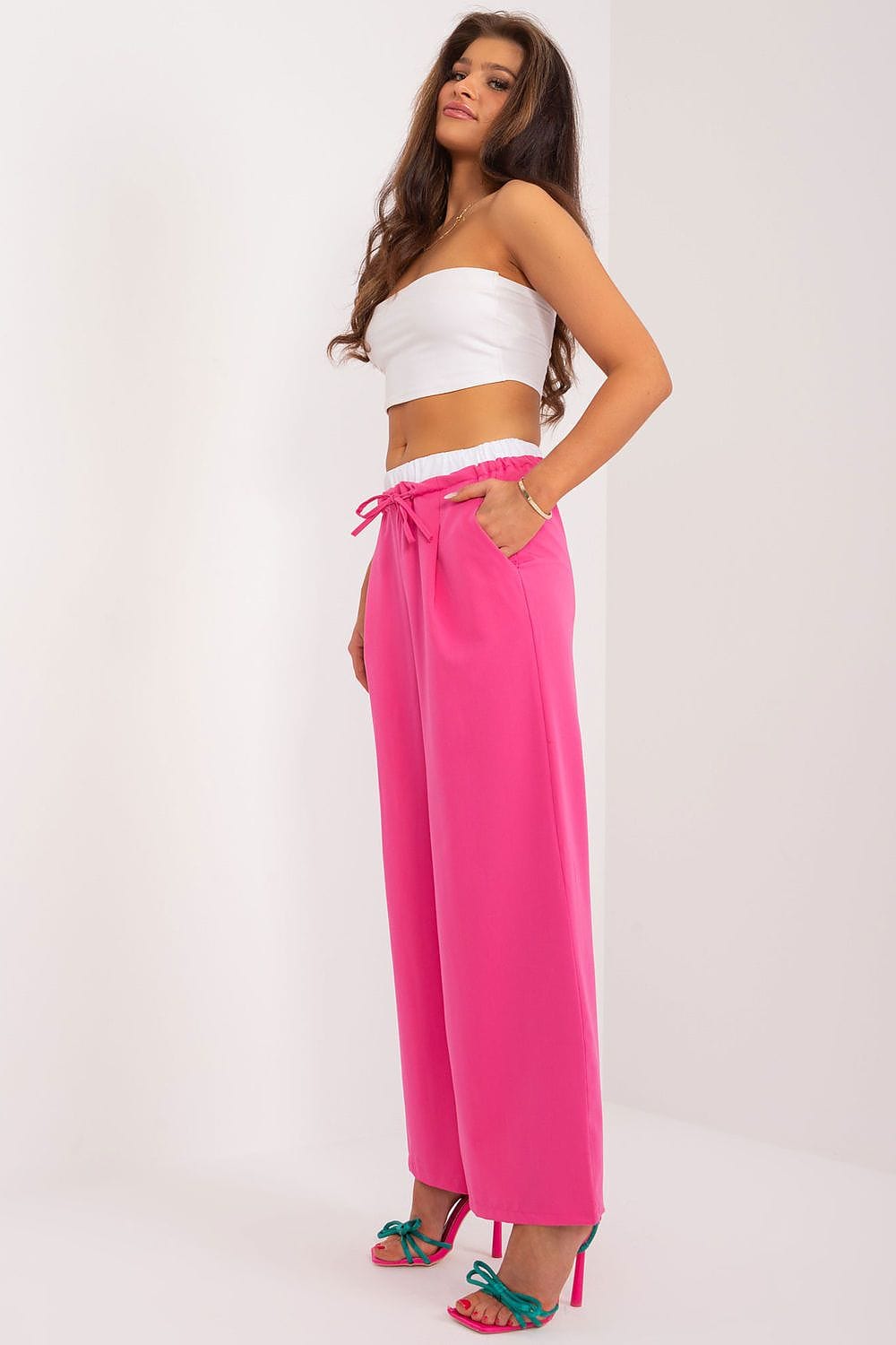 Palazzo Pants Decorative Darts Tie Waist - ShalayeFashion