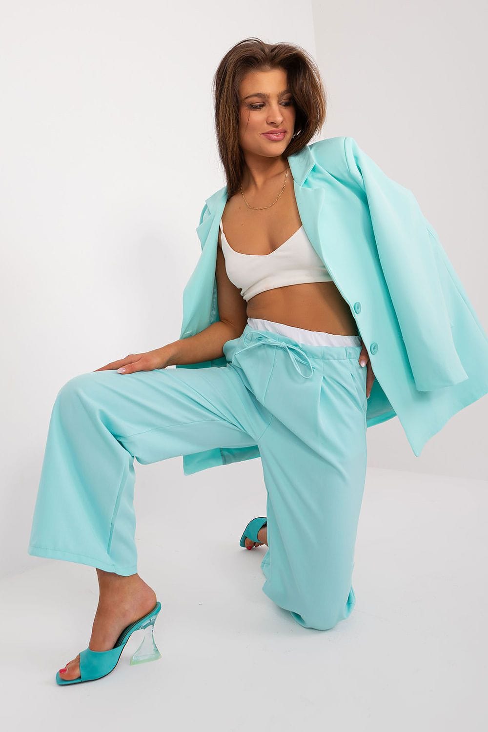 Palazzo Pants Decorative Darts Tie Waist - ShalayeFashion