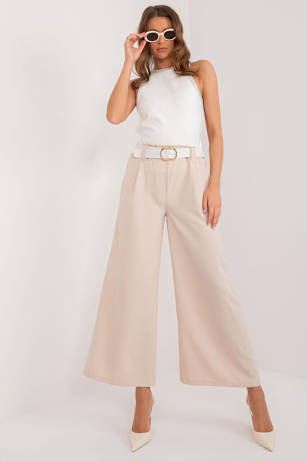 Palazzo Pants Elastic Waistband Wide Legs - ShalayeFashion