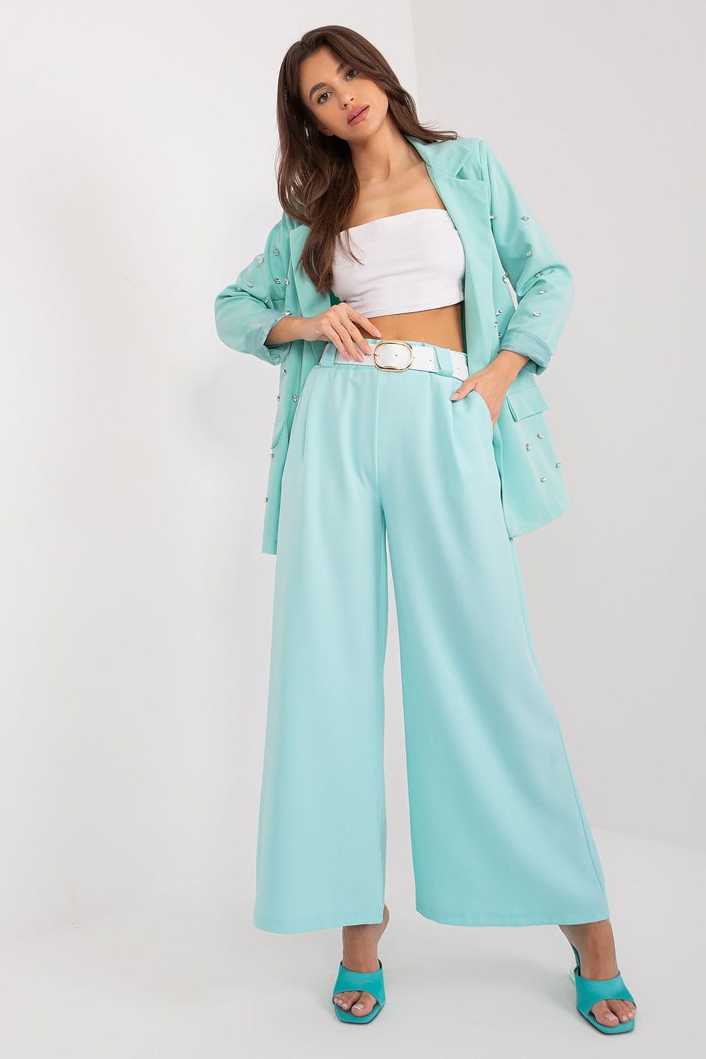 Palazzo Pants Elastic Waistband Wide Legs - ShalayeFashion