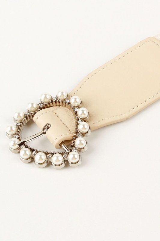 Pearl Heart Buckle Elastic Belt - ShalayeFashion