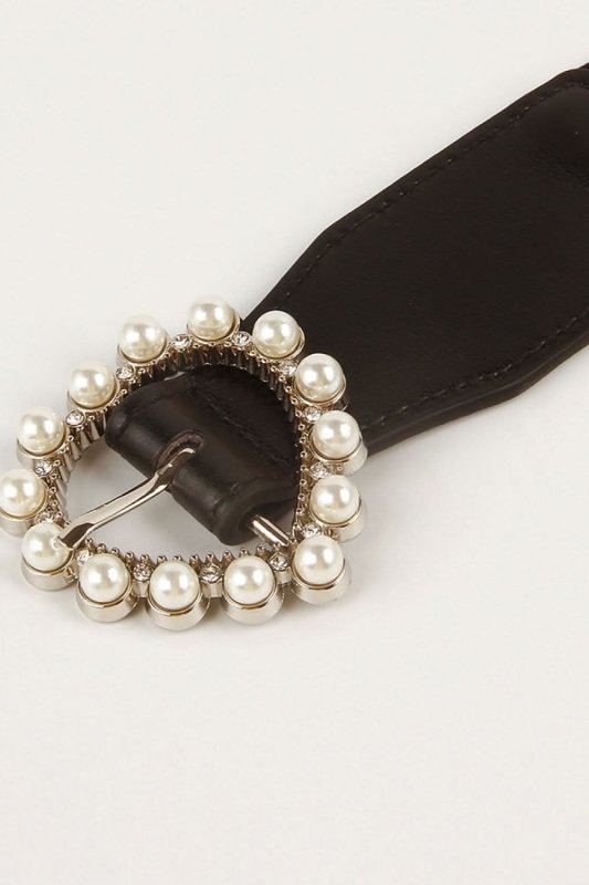 Pearl Heart Buckle Elastic Belt - ShalayeFashion
