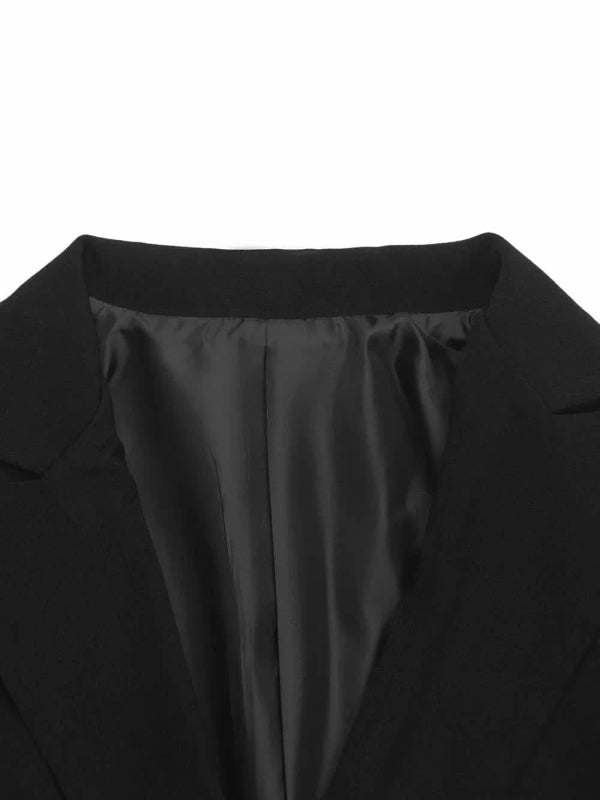 Perfee Lapel Collar Long Sleeve Blazer - ShalayeFashion