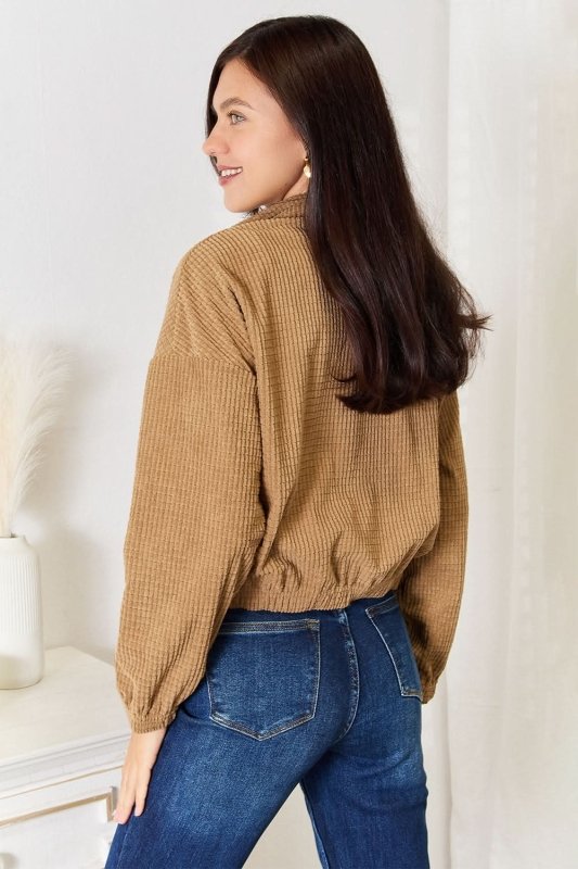 Perfee Long Sleeve Dropped Shoulder Jacket - ShalayeFashion