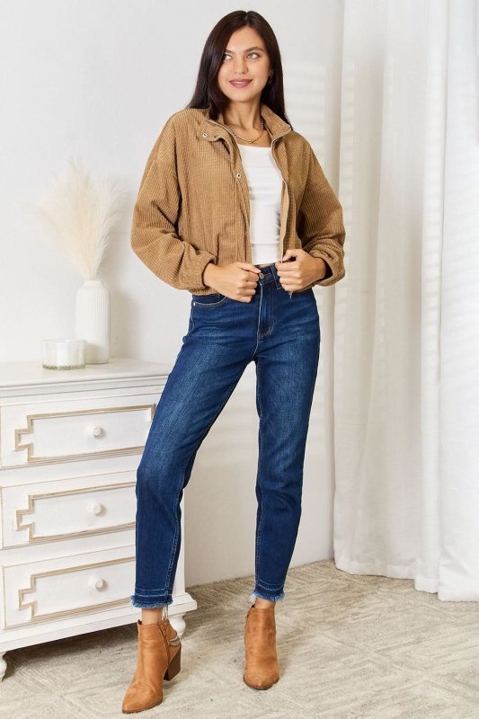 Perfee Long Sleeve Dropped Shoulder Jacket - ShalayeFashion