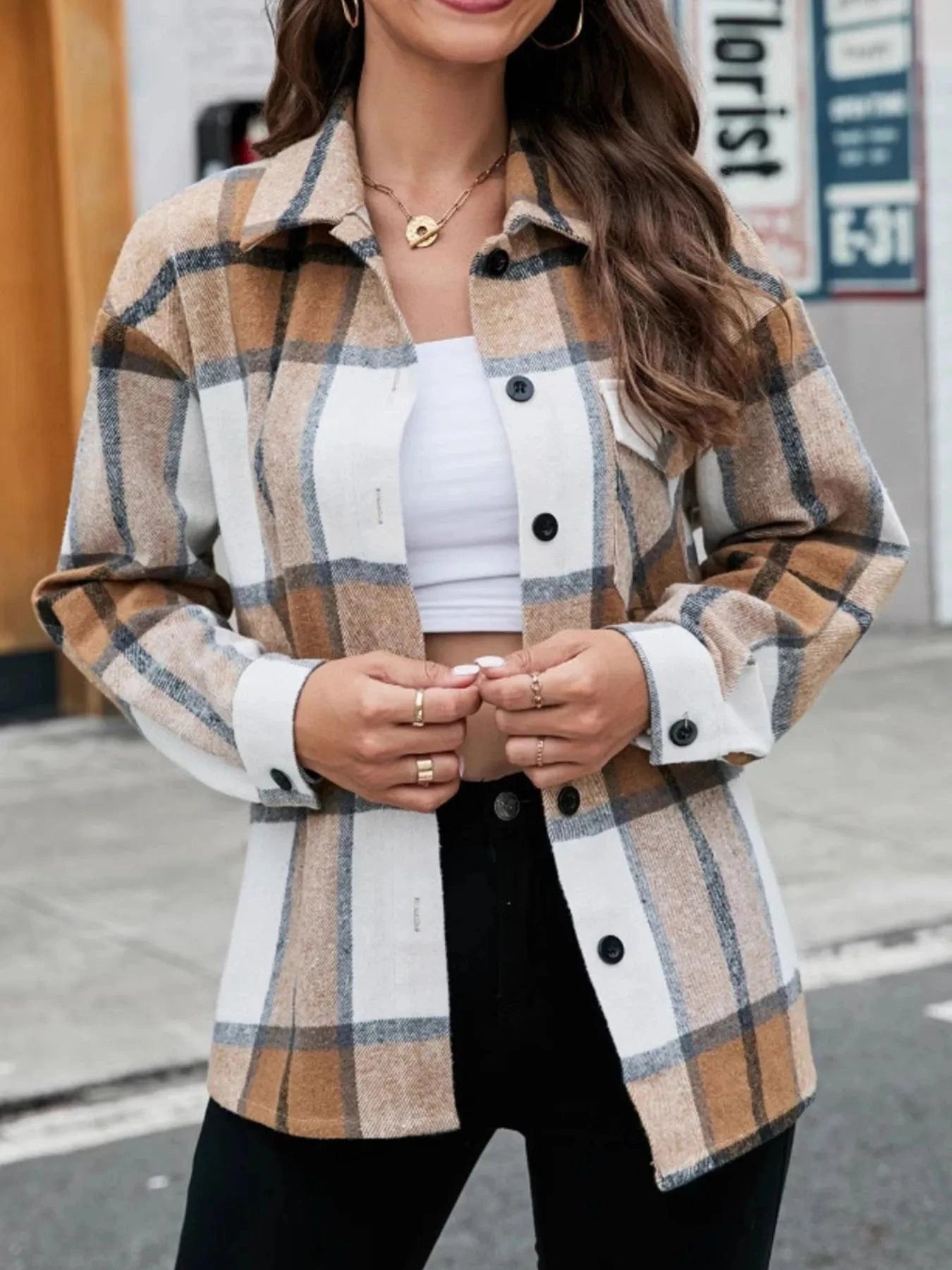 Plaid Button Up Long Sleeve Shirt - ShalayeFashion