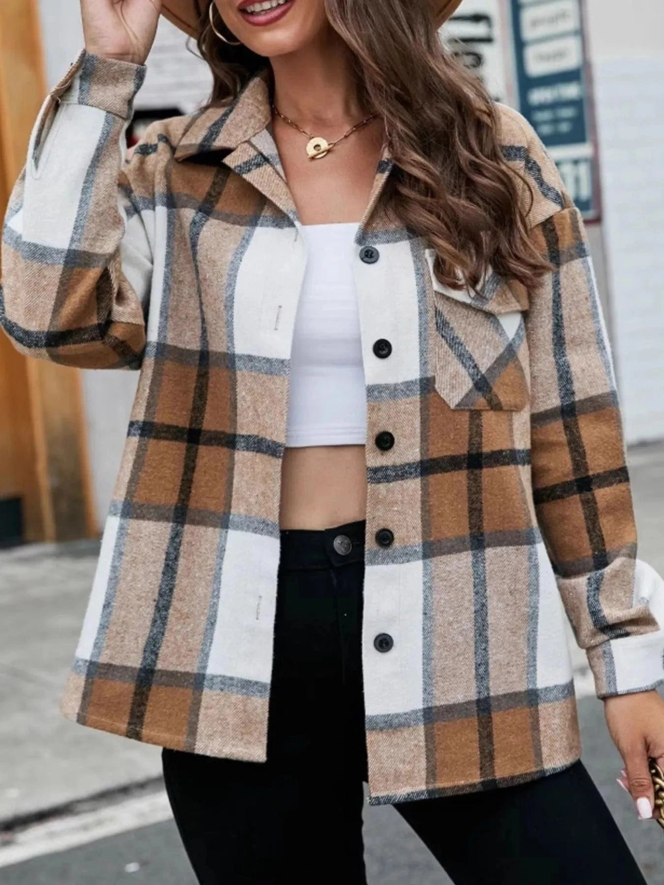Plaid Button Up Long Sleeve Shirt - ShalayeFashion