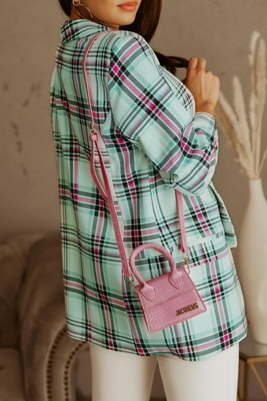 Plaid Open Front Blazer - ShalayeFashion