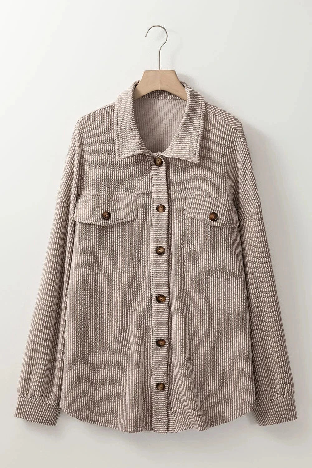 Plus Size Button Up Long Sleeve Jacket - ShalayeFashion