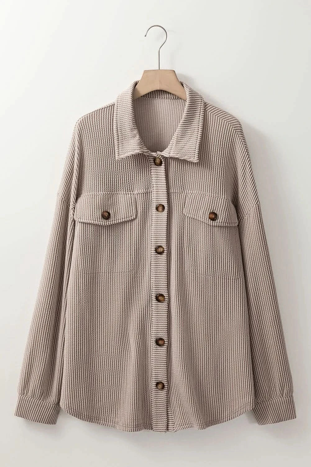 Plus Size Button Up Long Sleeve Jacket - ShalayeFashion