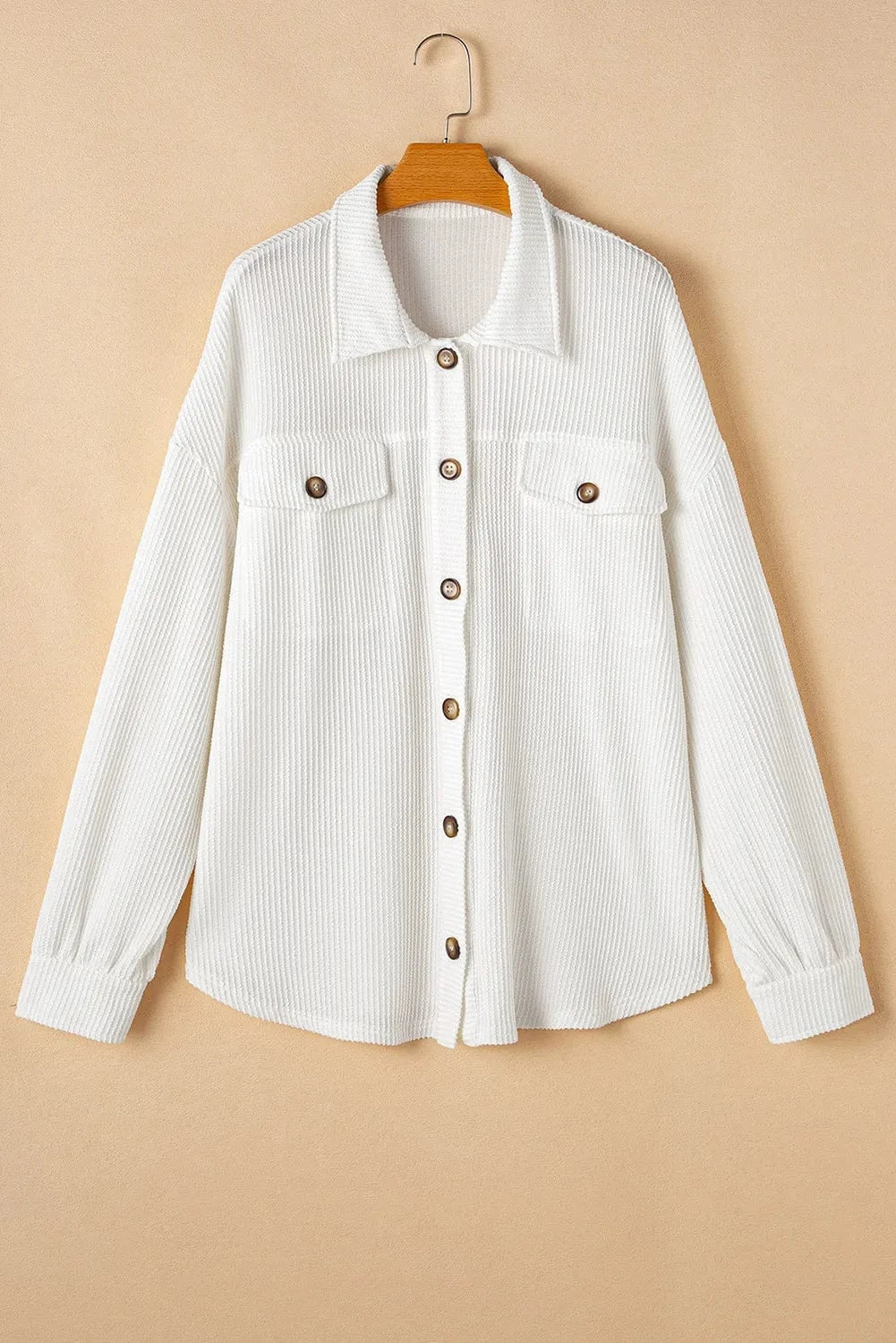 Plus Size Button Up Long Sleeve Jacket - ShalayeFashion