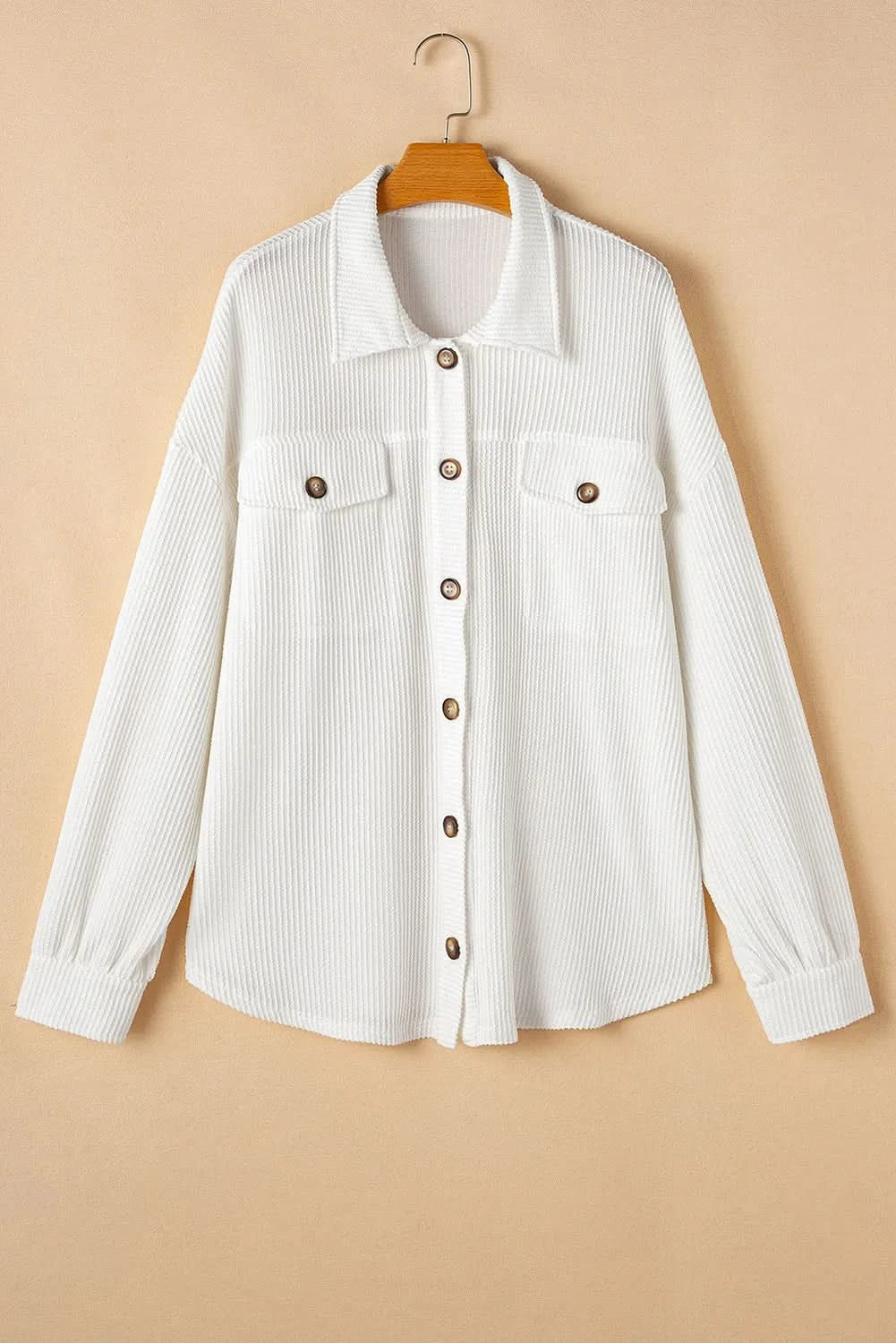 Plus Size Button Up Long Sleeve Jacket - ShalayeFashion