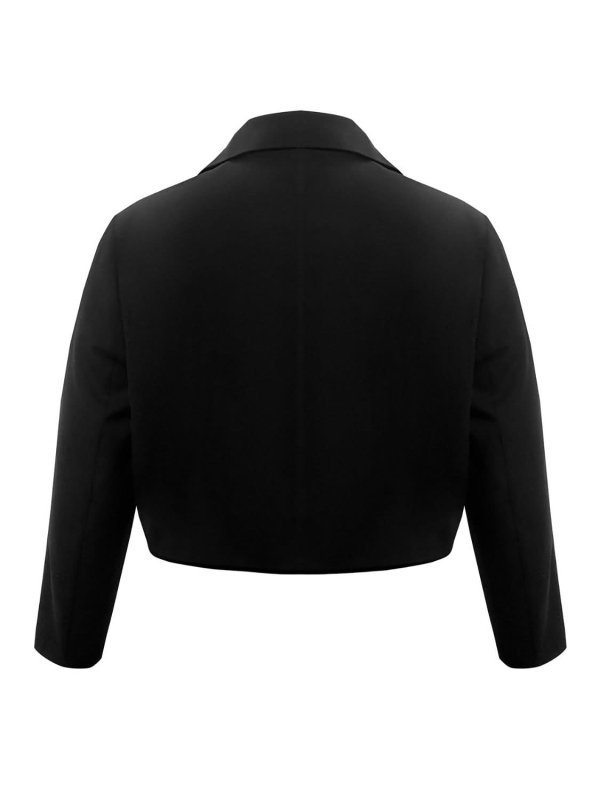 Plus Size Buttoned Lapel Collar Long Sleeve Blazer - ShalayeFashion