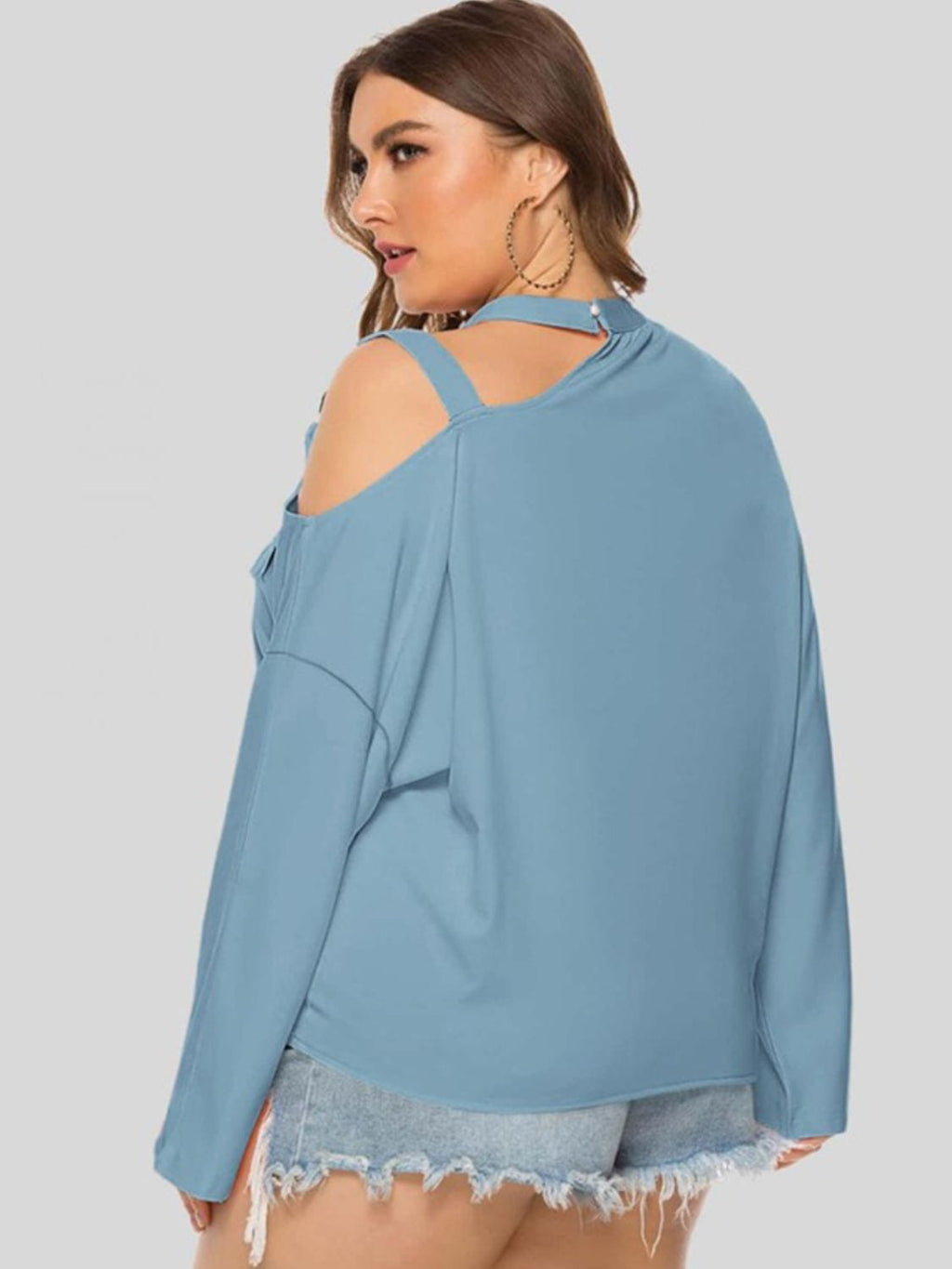 Plus Size Cold - Shoulder Tied Top - ShalayeFashion