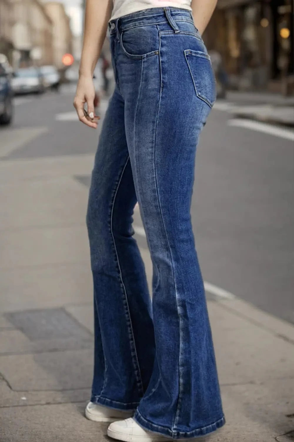Plus Size High Waist Flare Jeans - ShalayeFashion
