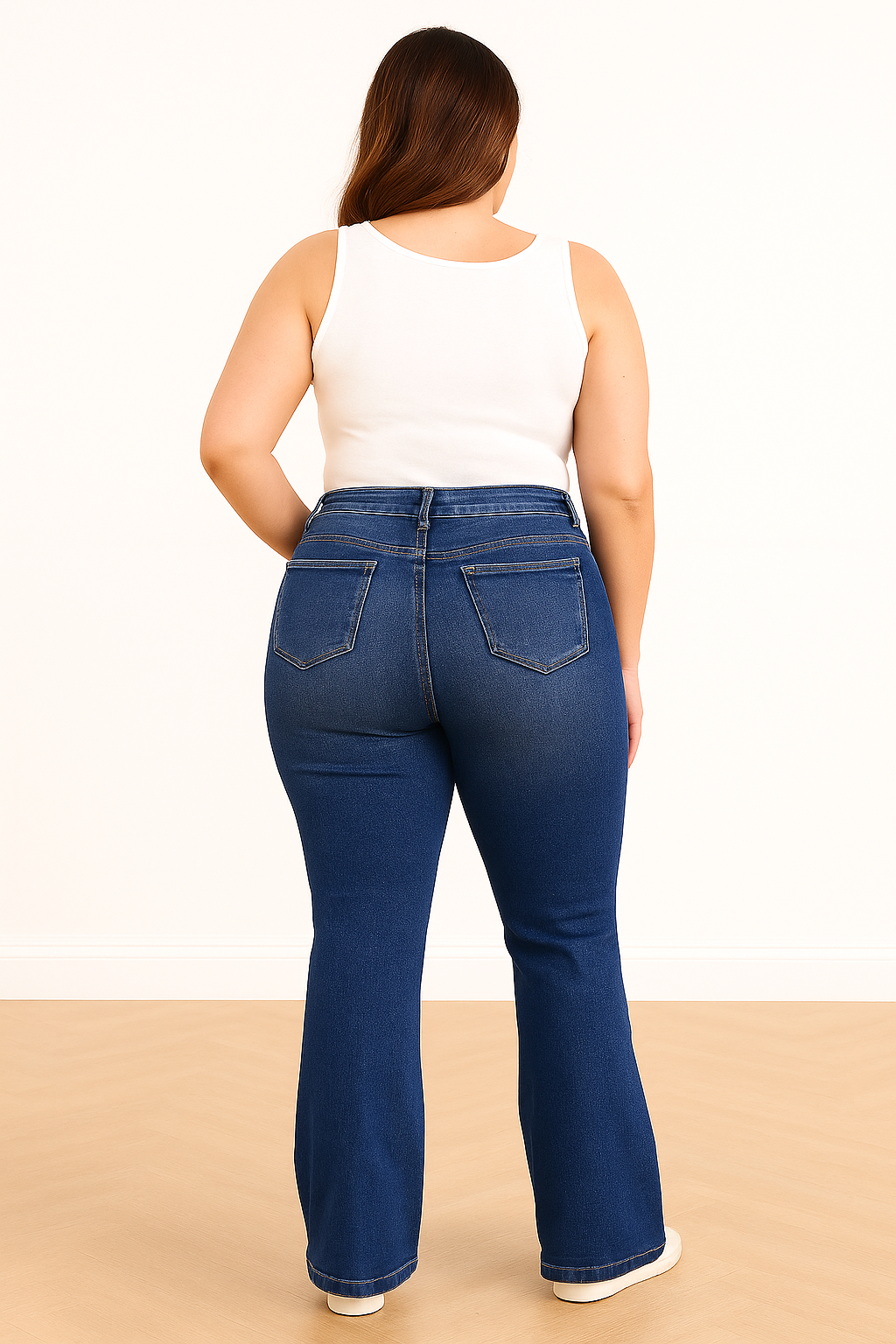 Plus Size High Waist Flare Jeans - ShalayeFashion