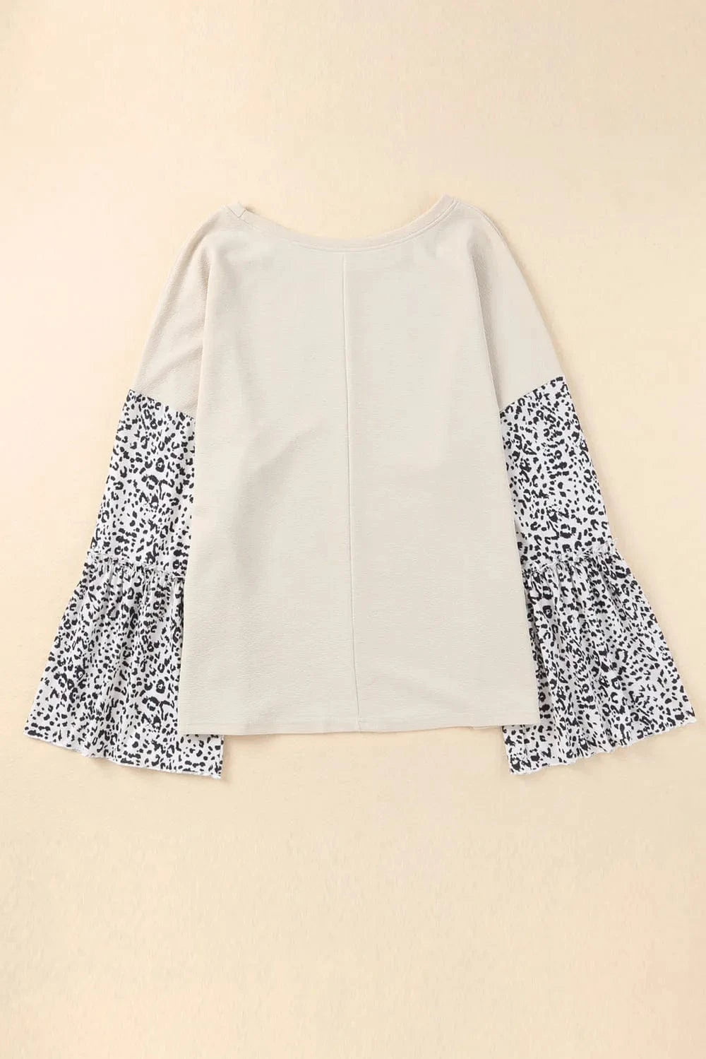 Plus Size Leopard Round Neck Long Sleeve Top - ShalayeFashion