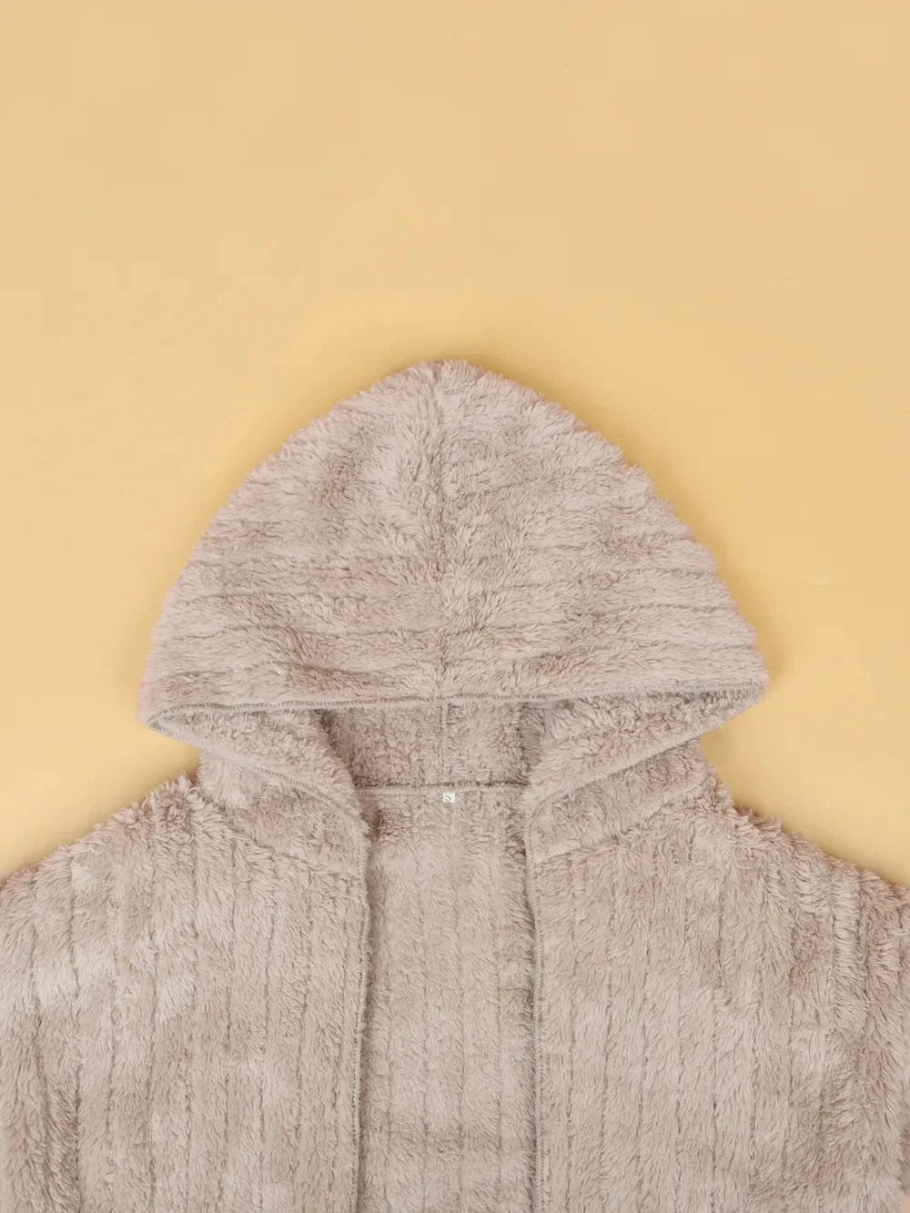 Plus Size Open Front Long Sleeve Hooded Fuzzy Jacket - ShalayeFashion