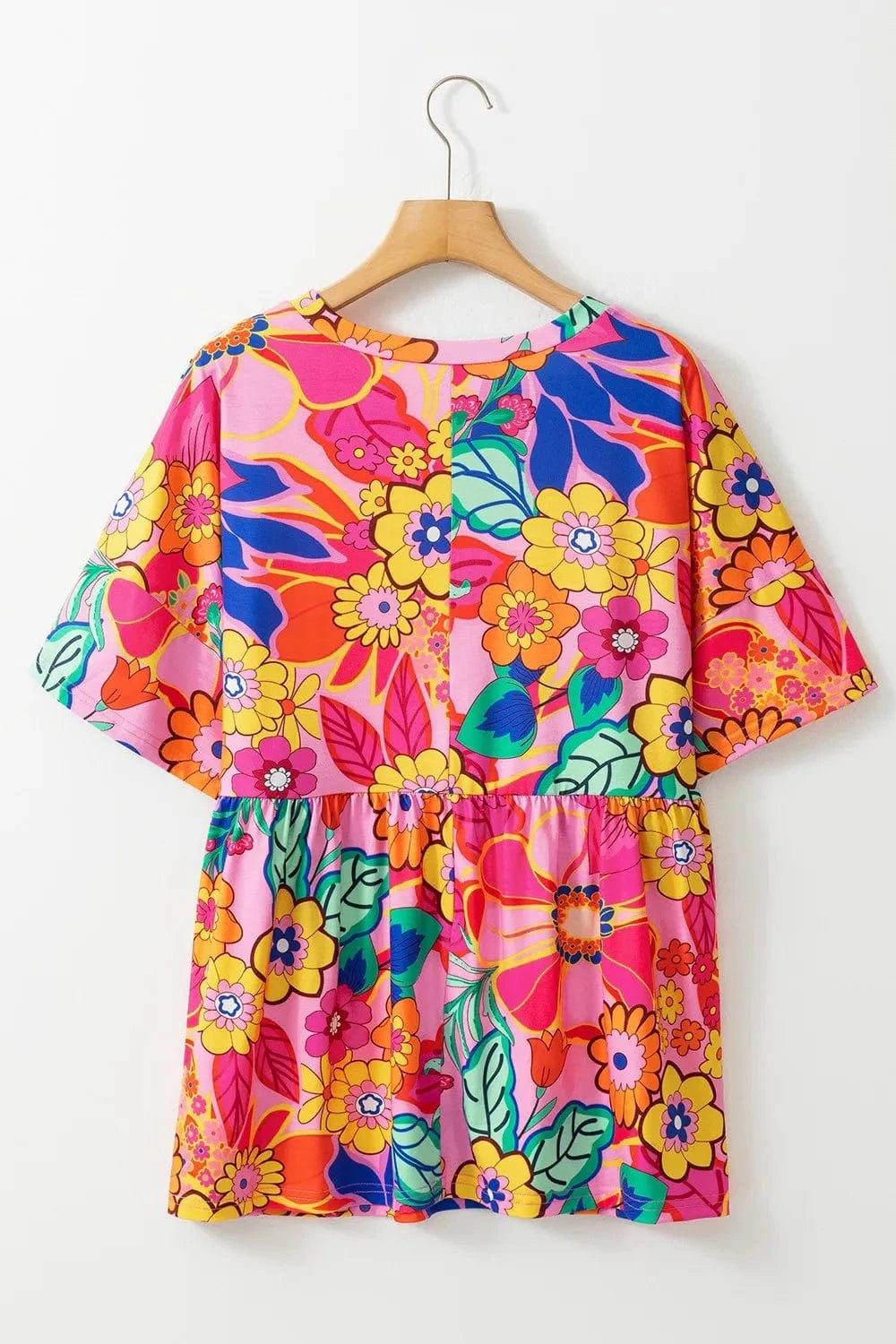 Plus Size Printed Round Neck Short Sleeve Top - ShalayeFashion