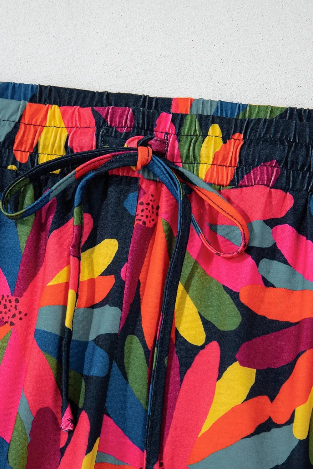 Plus Size Printed Round Neck Top and Drawstring Pants Set - ShalayeFashion