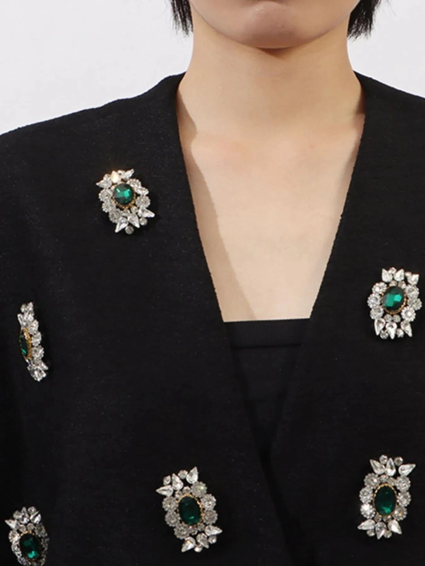 Plus Size Rhinestone Relaxed Fit Vest Coat - ShalayeFashion