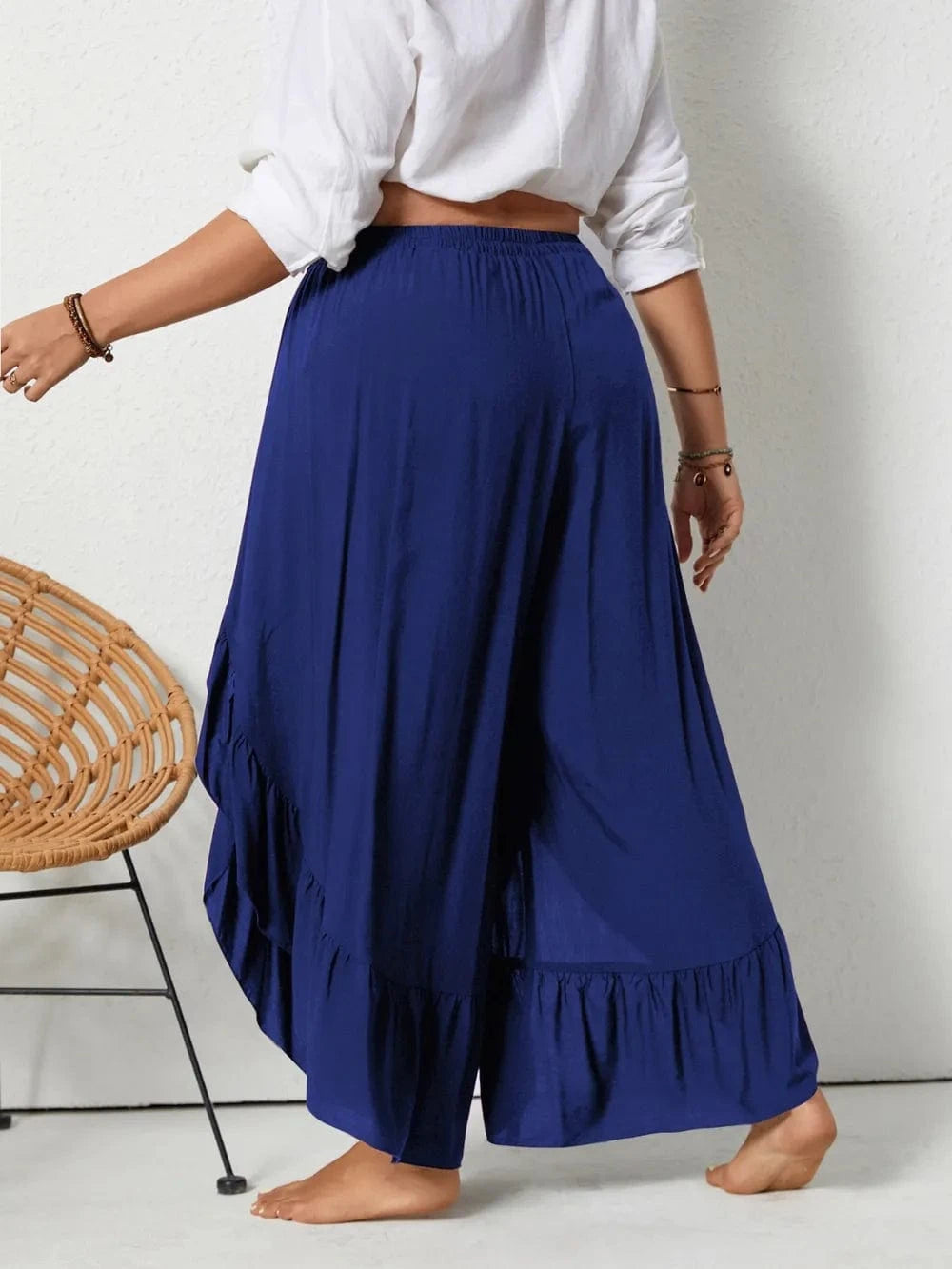 Plus Size Ruffle Wide Leg Palazzo Pants - ShalayeFashion