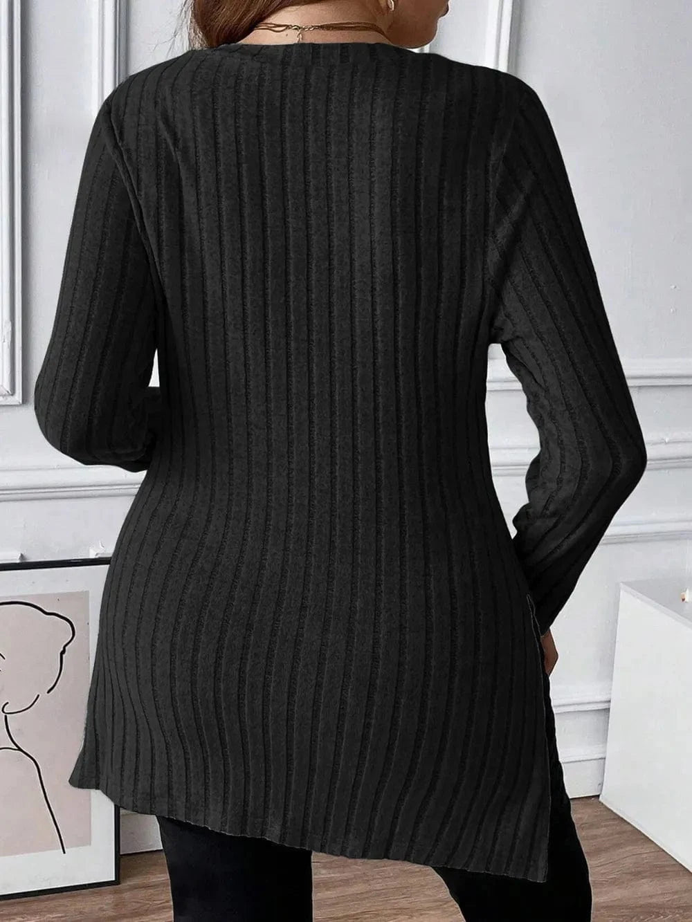 Plus Size Square Neck Long Sleeve Top - ShalayeFashion