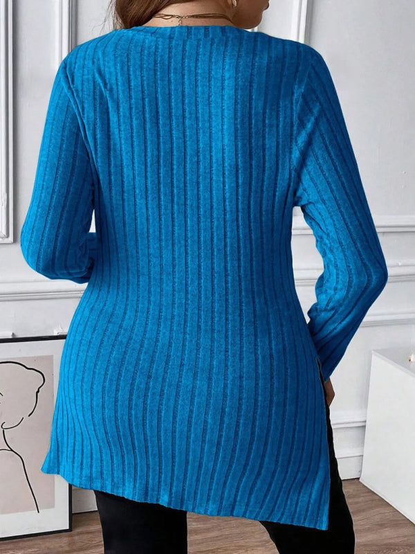 Plus Size Square Neck Long Sleeve Top - ShalayeFashion