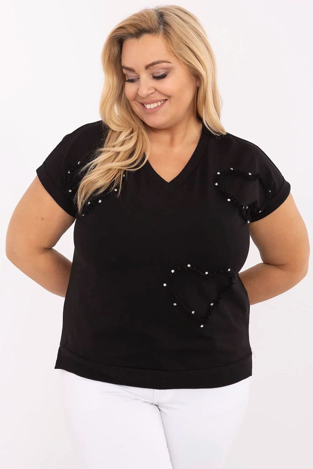 Plus Size Women’s Heart Detail Blouse - ShalayeFashion