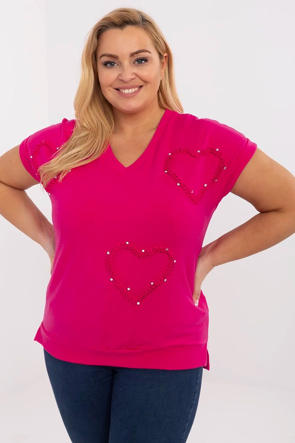 Plus Size Women’s Heart Detail Blouse - ShalayeFashion