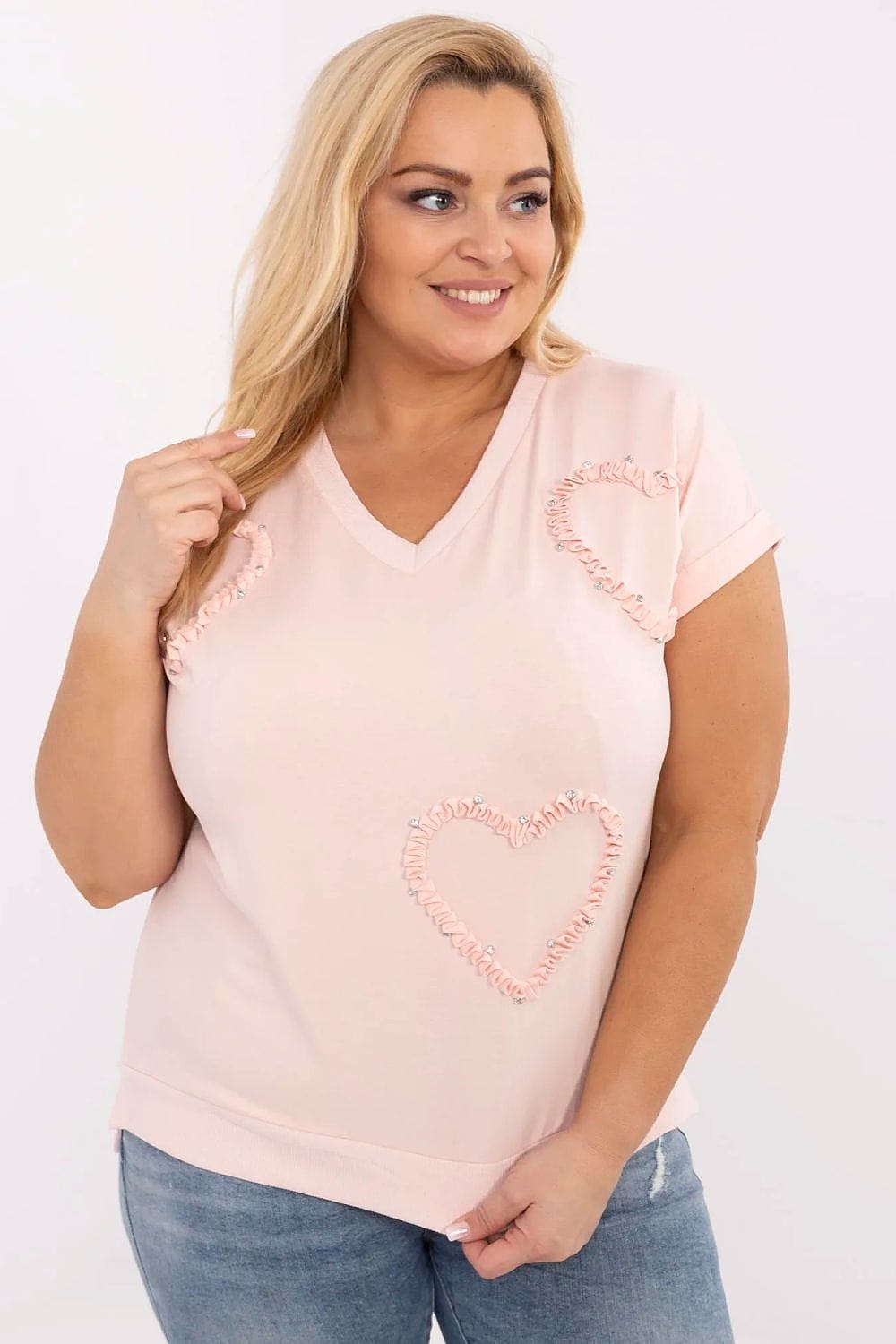 Plus Size Women’s Heart Detail Blouse - ShalayeFashion