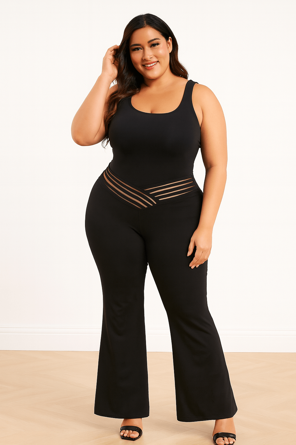 Plus Size Women’s V - Waist Bootcut Pants - ShalayeFashion
