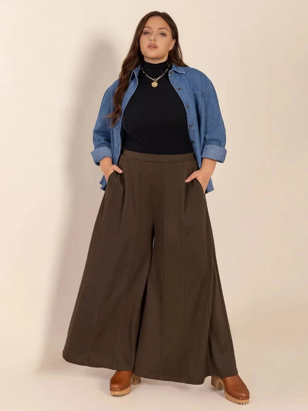 Plus Size Women’s Wide Leg Pants - ShalayeFashion