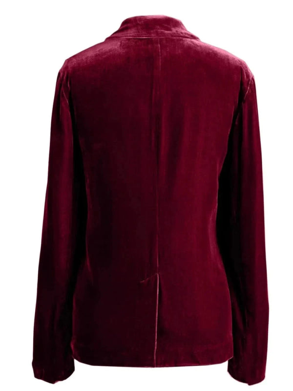 Pocketed Button Up Lapel Collar Blazer - ShalayeFashion