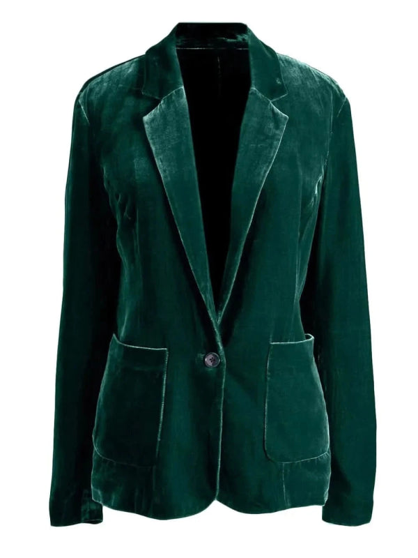 Pocketed Button Up Lapel Collar Blazer - ShalayeFashion