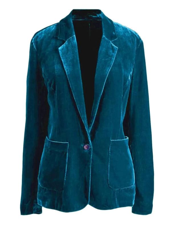 Pocketed Button Up Lapel Collar Blazer - ShalayeFashion