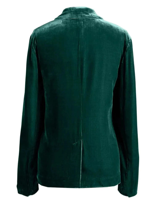 Pocketed Button Up Lapel Collar Blazer - ShalayeFashion