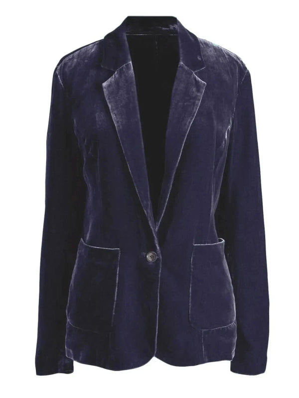 Pocketed Button Up Lapel Collar Blazer - ShalayeFashion