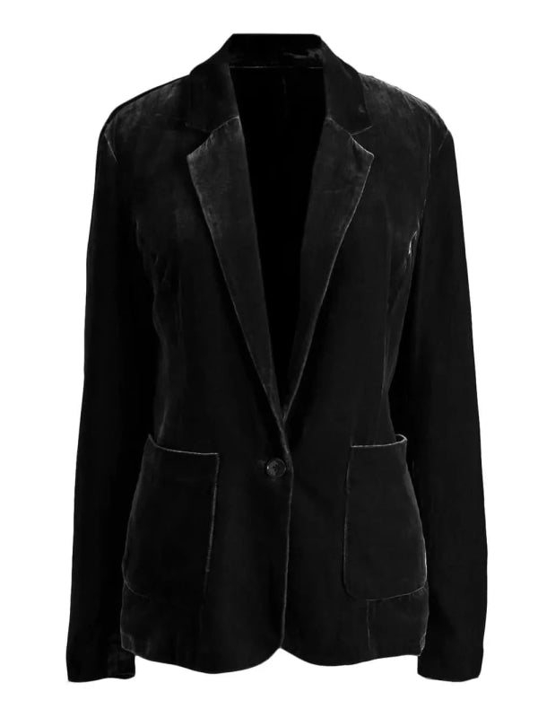 Pocketed Button Up Lapel Collar Blazer - ShalayeFashion