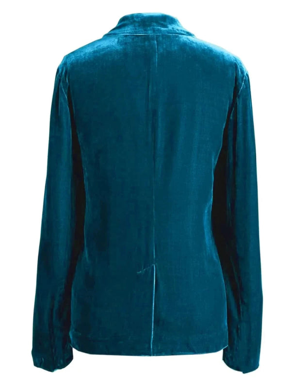 Pocketed Button Up Lapel Collar Blazer - ShalayeFashion