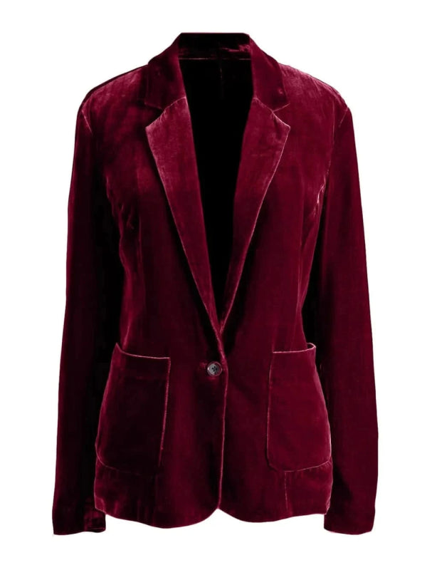 Pocketed Button Up Lapel Collar Blazer - ShalayeFashion