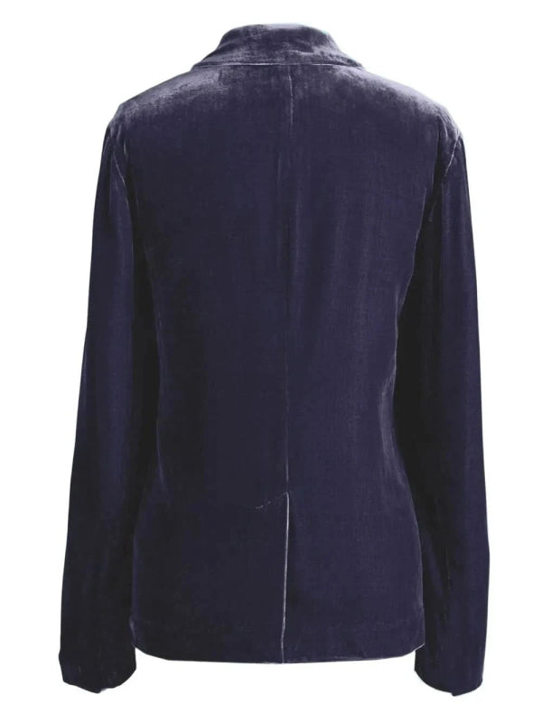 Pocketed Button Up Lapel Collar Blazer - ShalayeFashion
