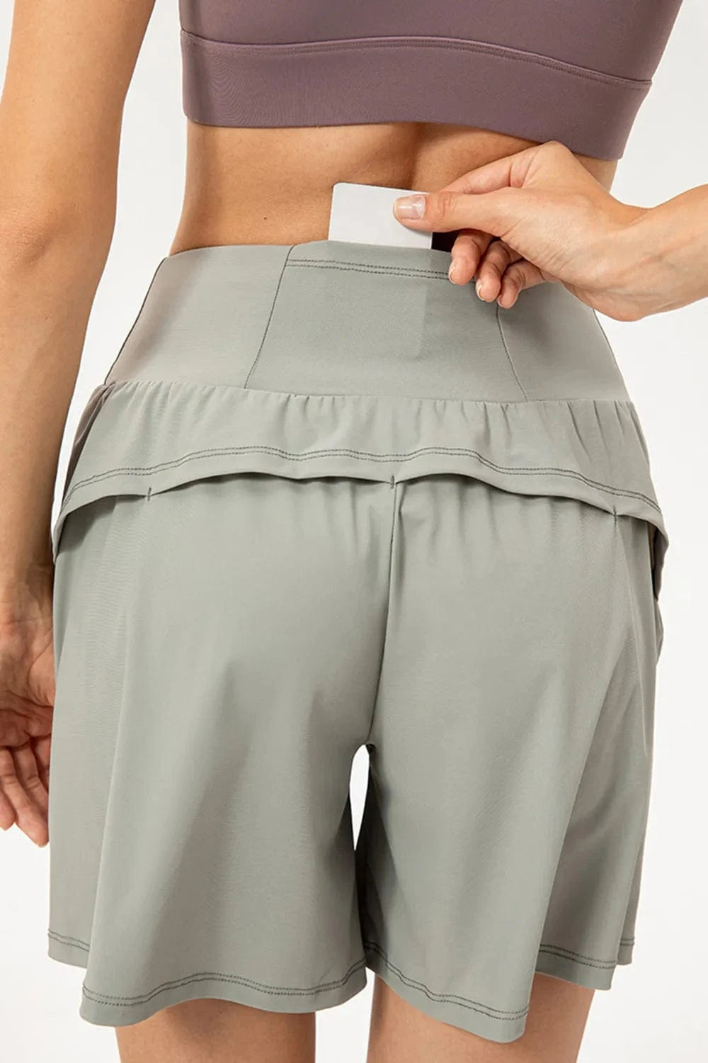Pocketed Elastic Waist Active Shorts - ShalayeFashion