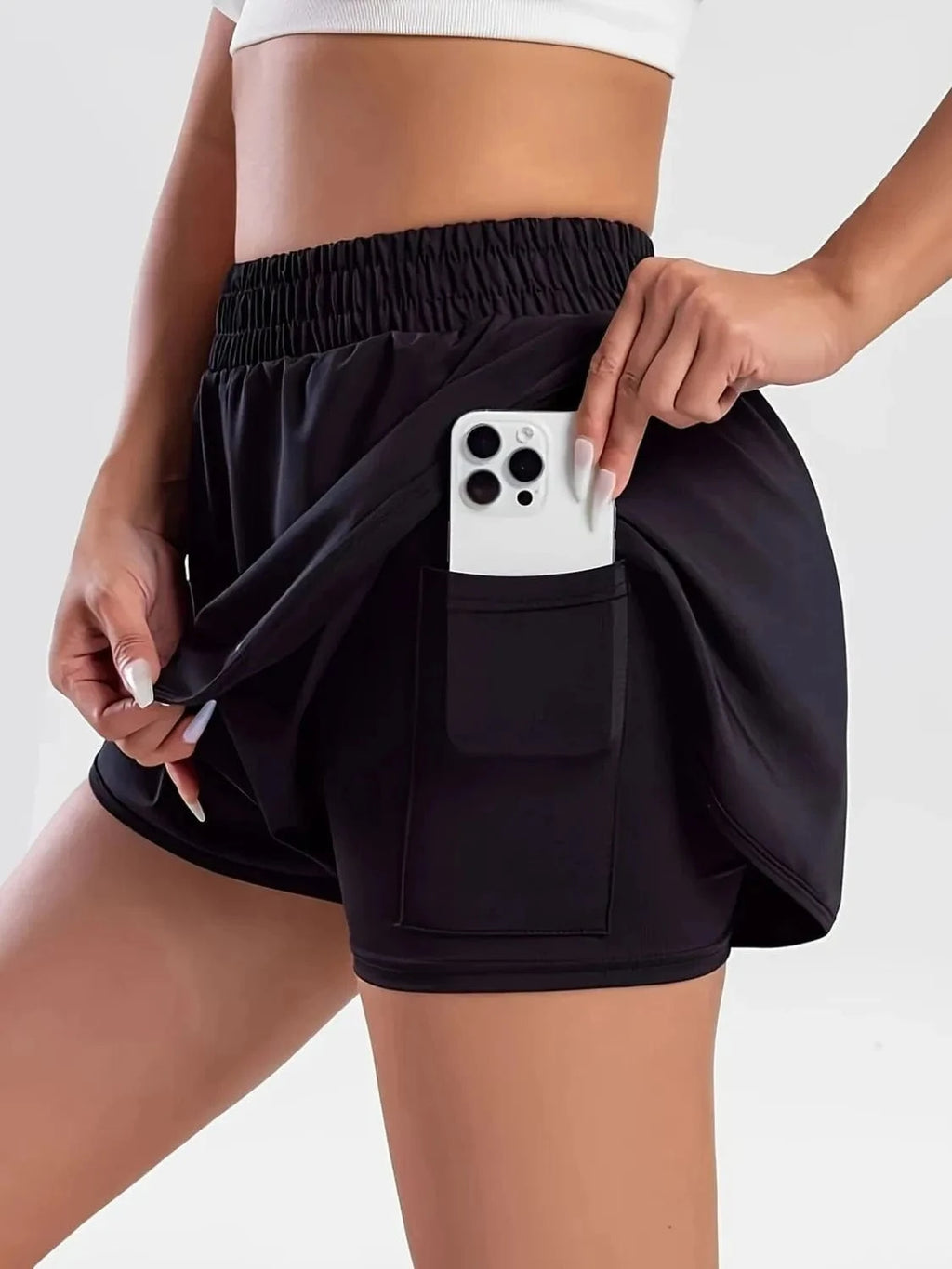 Pocketed High Waist Active Shorts - ShalayeFashion