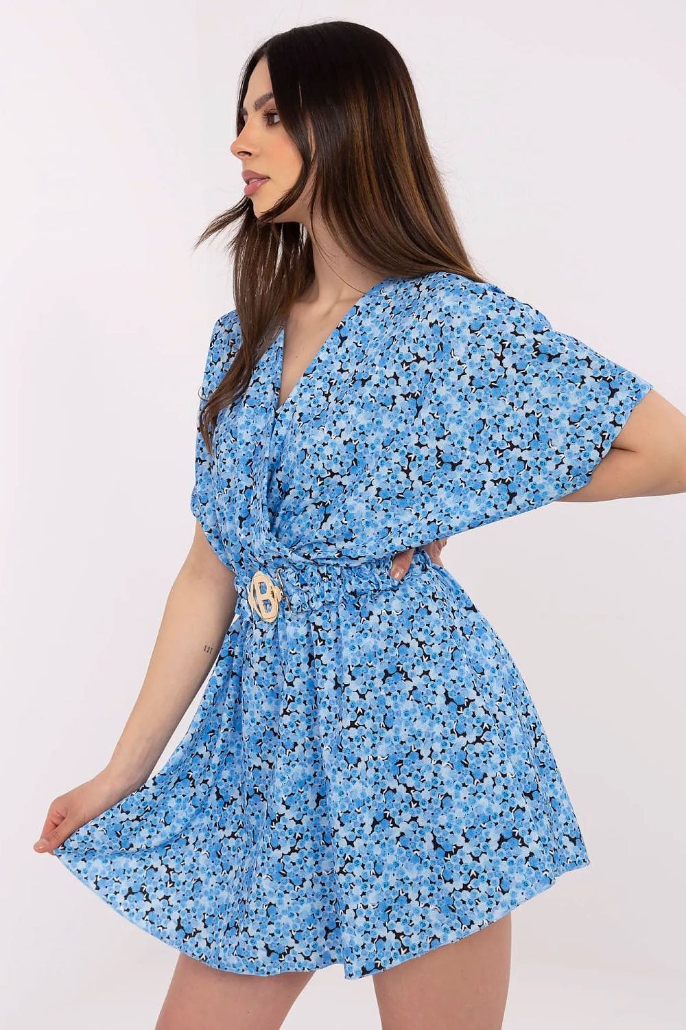 Polyester Jumpsuit Patch Pockets Collar - ShalayeFashion