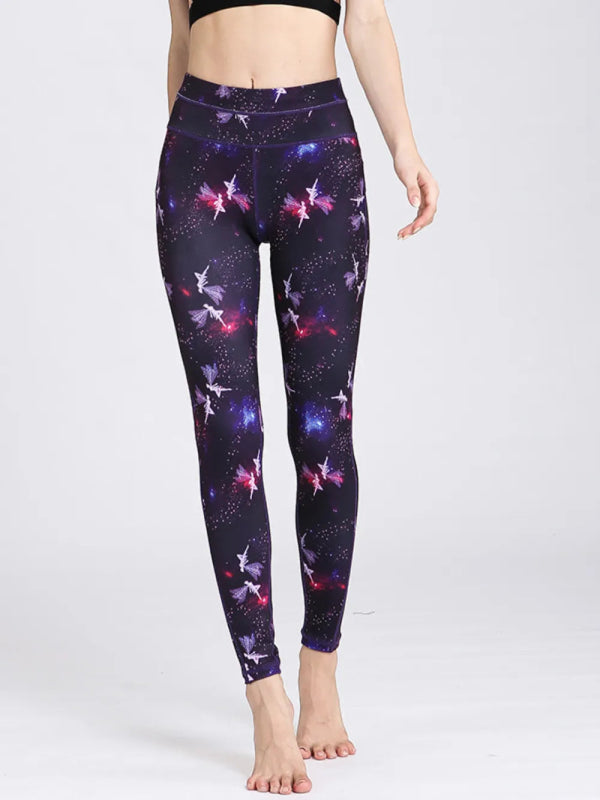 Printed Active High Waist Leggings - ShalayeFashion