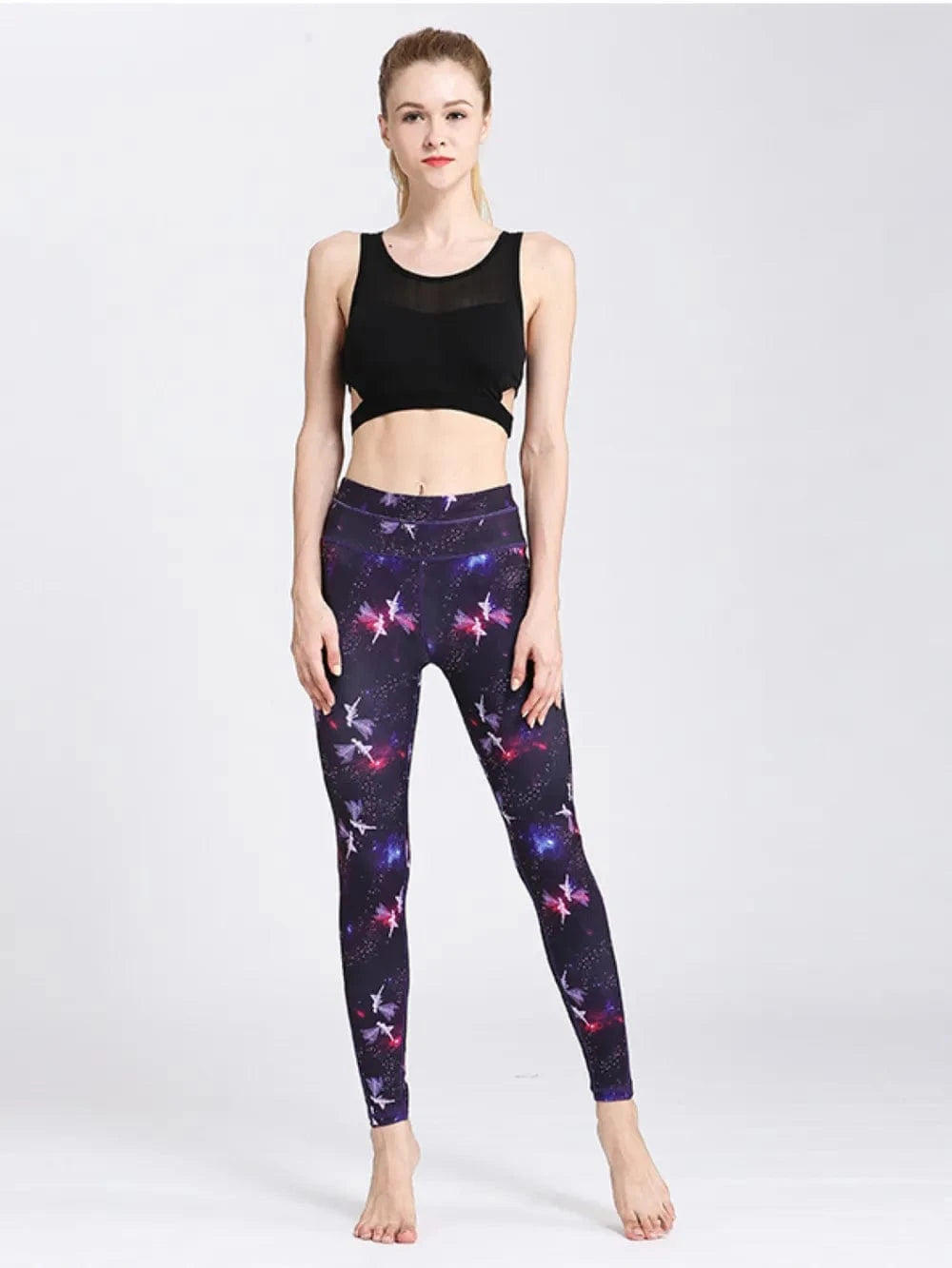 Printed Active High Waist Leggings - ShalayeFashion