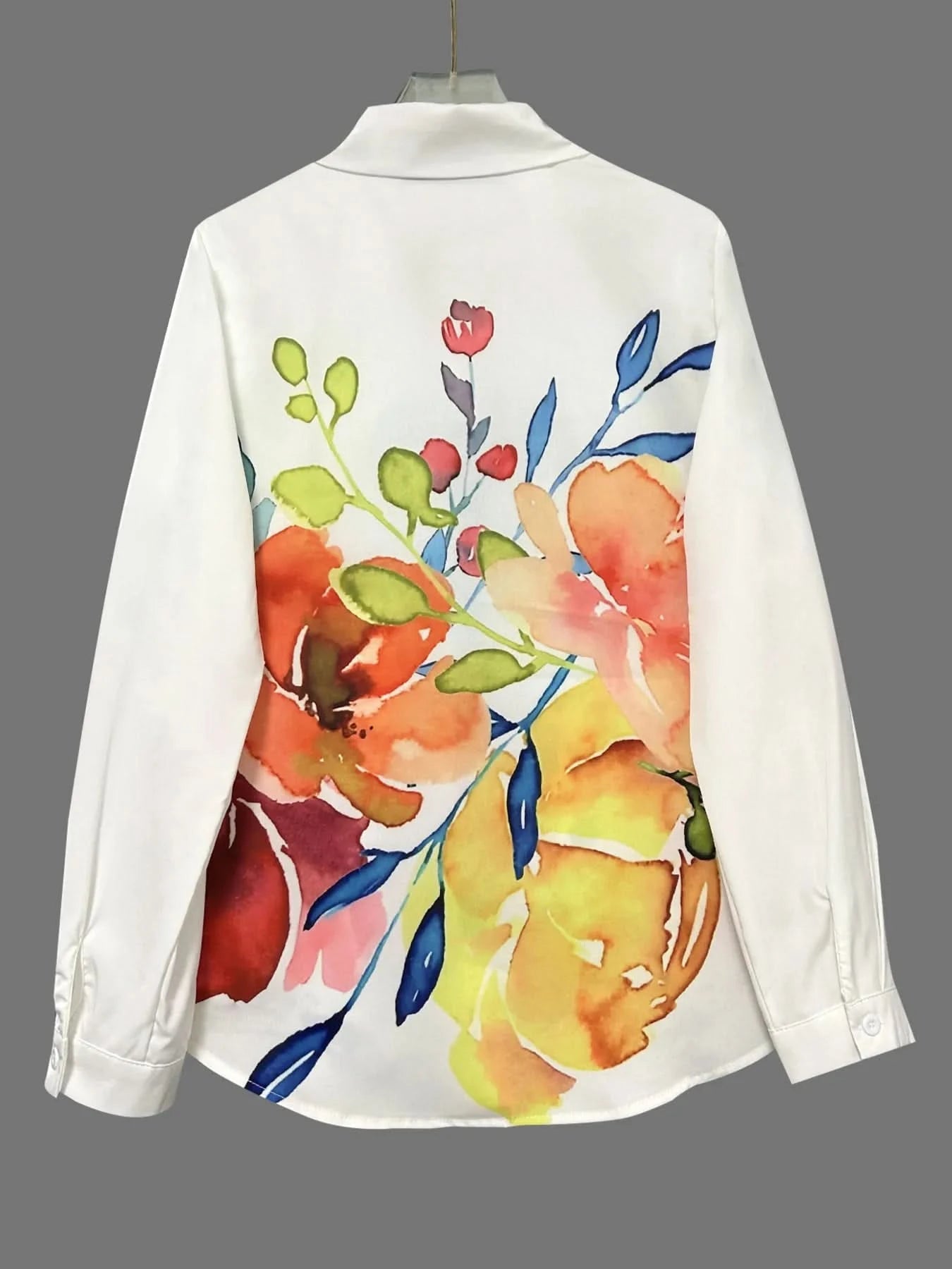 Printed Button Up Long Sleeve Shirt - ShalayeFashion
